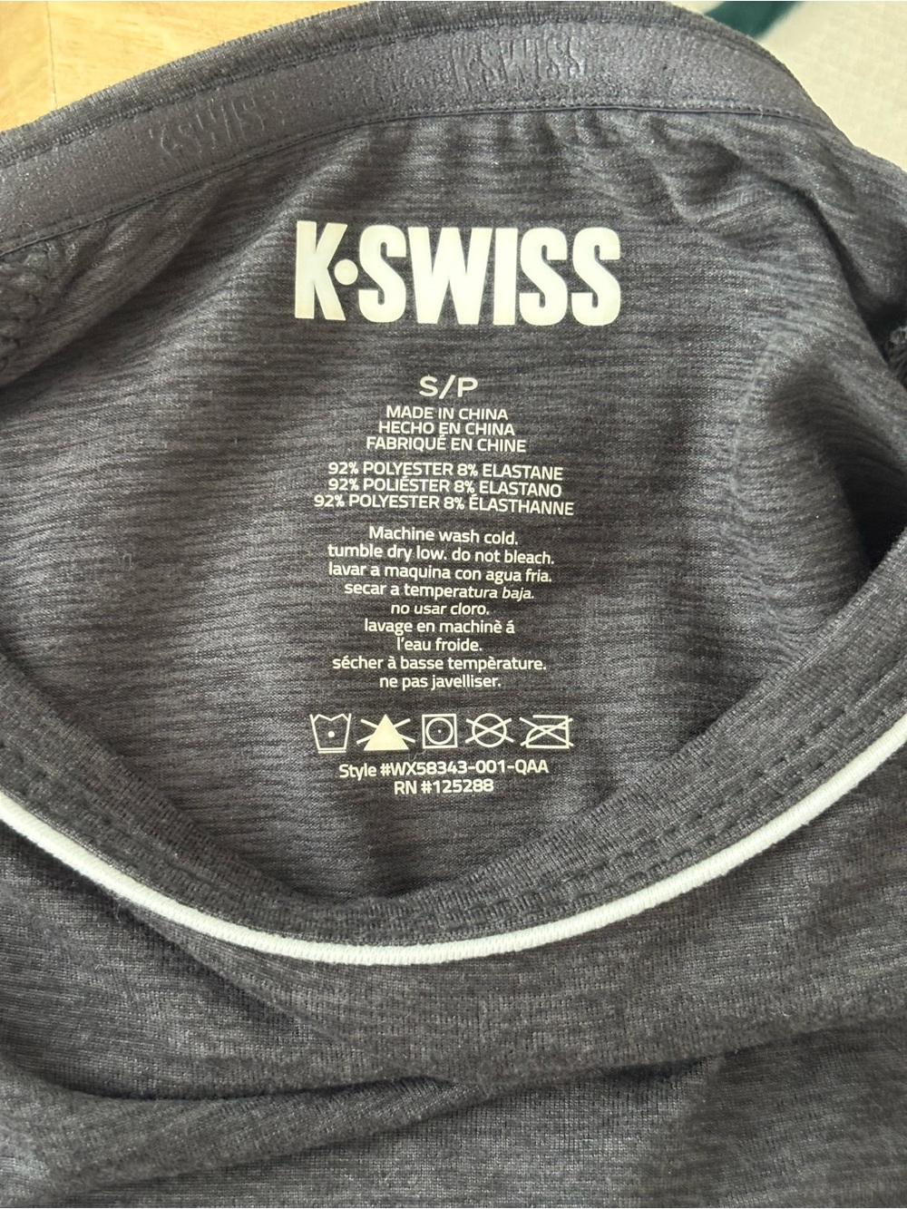 K-Swiss Women's Long Sleeve Performance Tee in Charcoal Gray - Picture 4 of 7